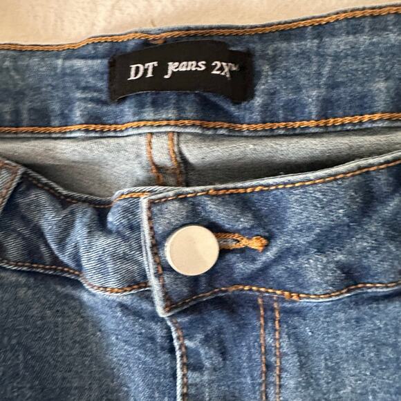 Denim Tears Jeans Size 2X Women's Dark Wash 5 Pocket Wide Leg High Rise Wide Hem - Picture 3 of 8